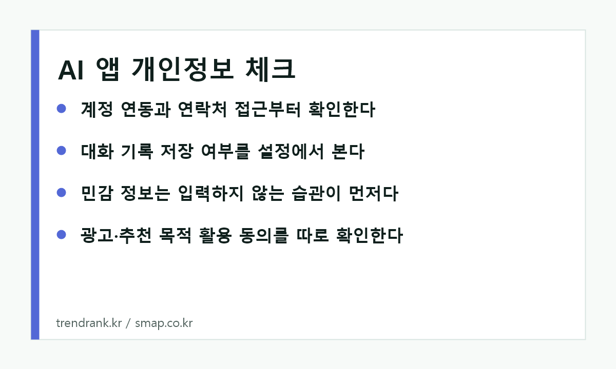 AI 앱 개인정보 설정 체크 이미지