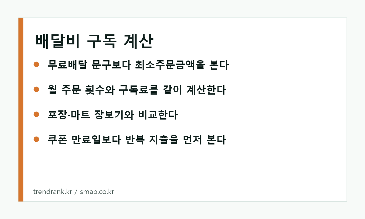 배달앱 무료배달 구독을 식비 예산과 비교하는 체크리스트