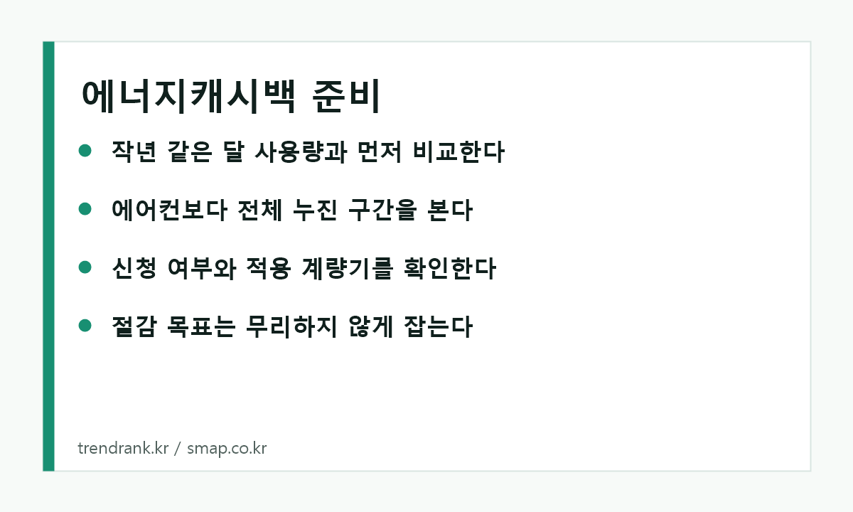 주택용 에너지캐시백 준비 체크 이미지